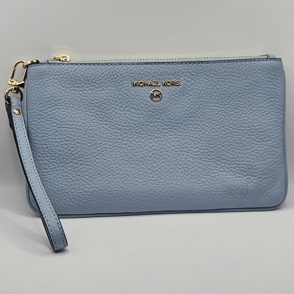 Michael Kors Light Blue Leather Wristlet